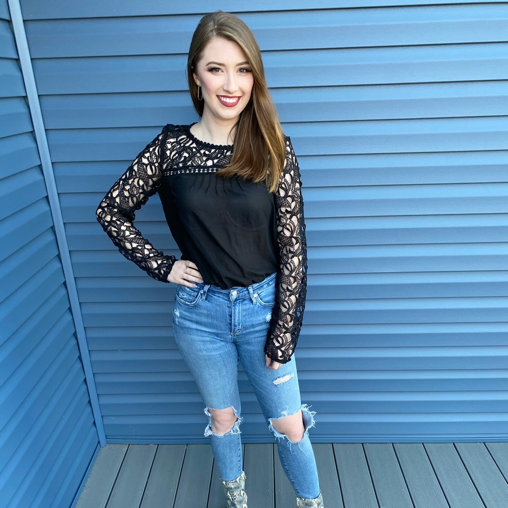 Black laced sleeve shirt